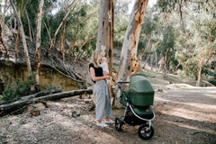 Organiskās kokvilnas bassinet lapa uz Bumbleride Indie All Terrain nometnē Green 2